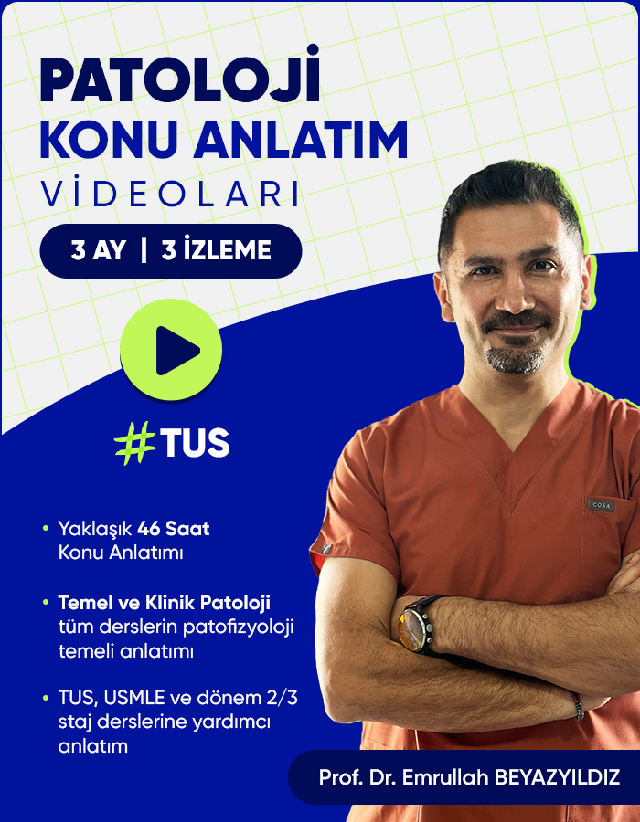Videolar - Patoloji Konu Anlatım 3 Ay 3 İzleme TUS | Patoloji – Konu Anlatım Videoları (3 Ay / 3 İzleme) - Görsel 1